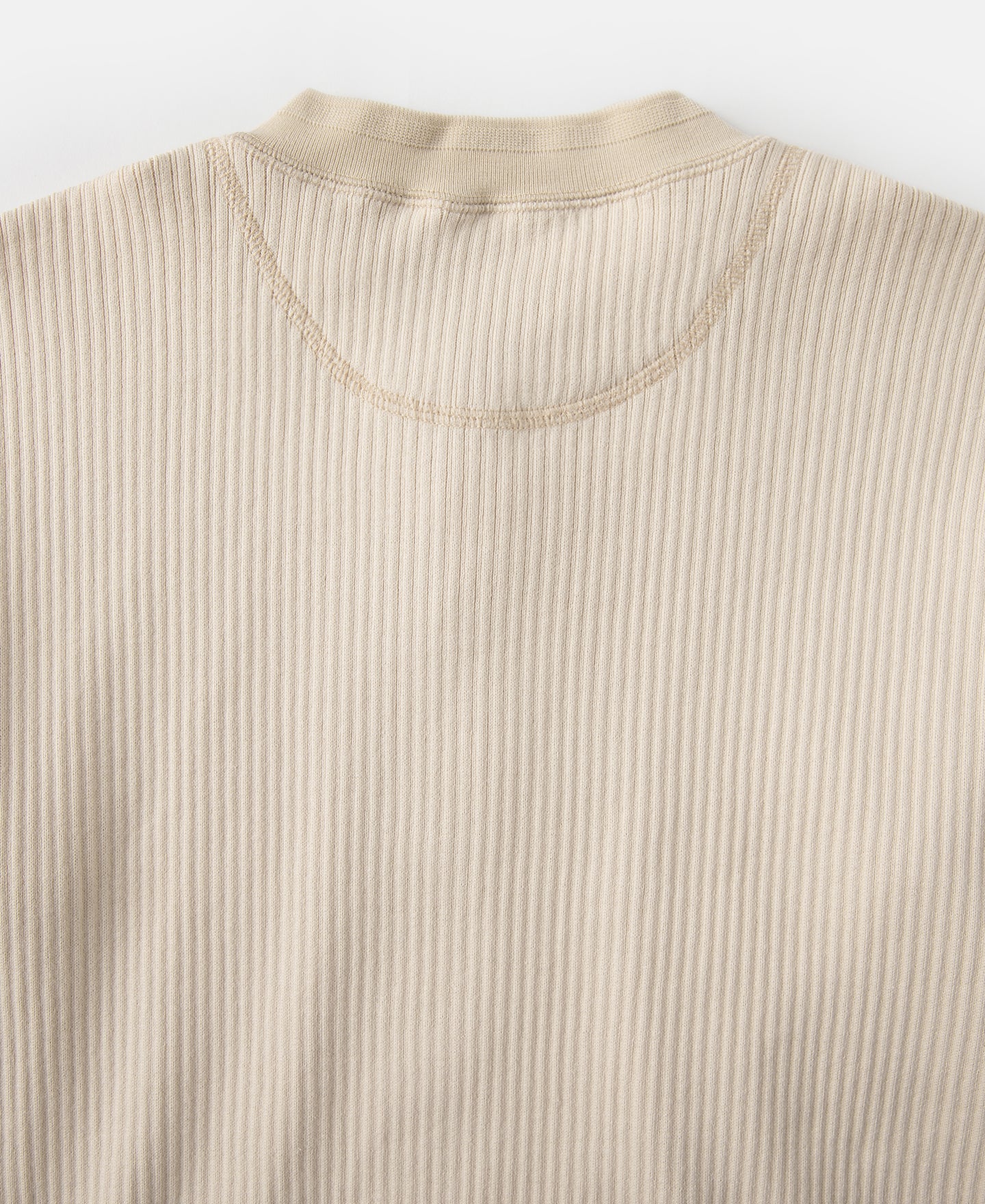Ribbed Long Sleeve Henley T-Shirt - Apricot - Image 8