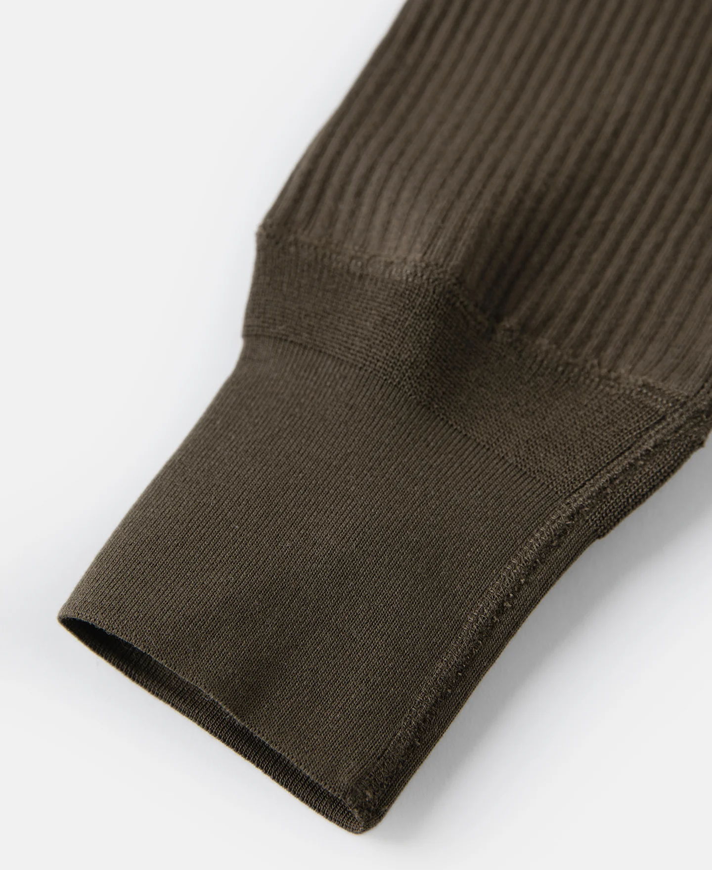 Ribbed Long Sleeve Henley T-Shirt - Olive Brown - Image 14