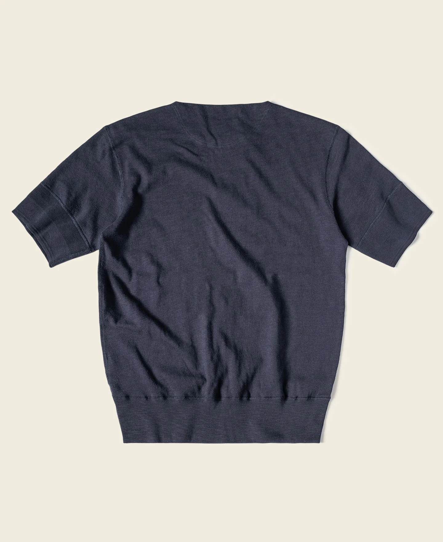Side Closing Short Sleeve Henley T-Shirt - Navy - Image 2