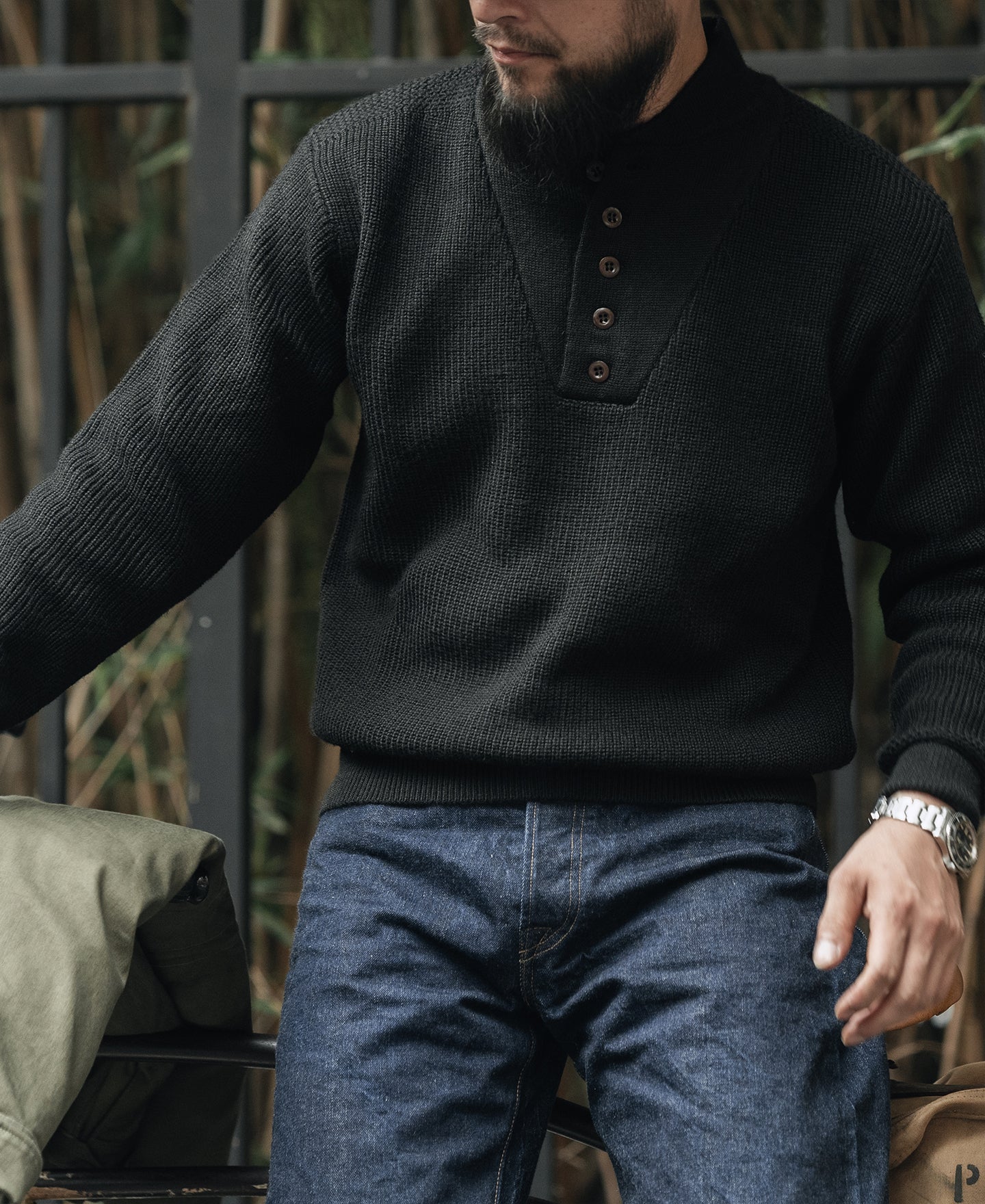 US Army High Neck Wool Sweater - Black - Image 3