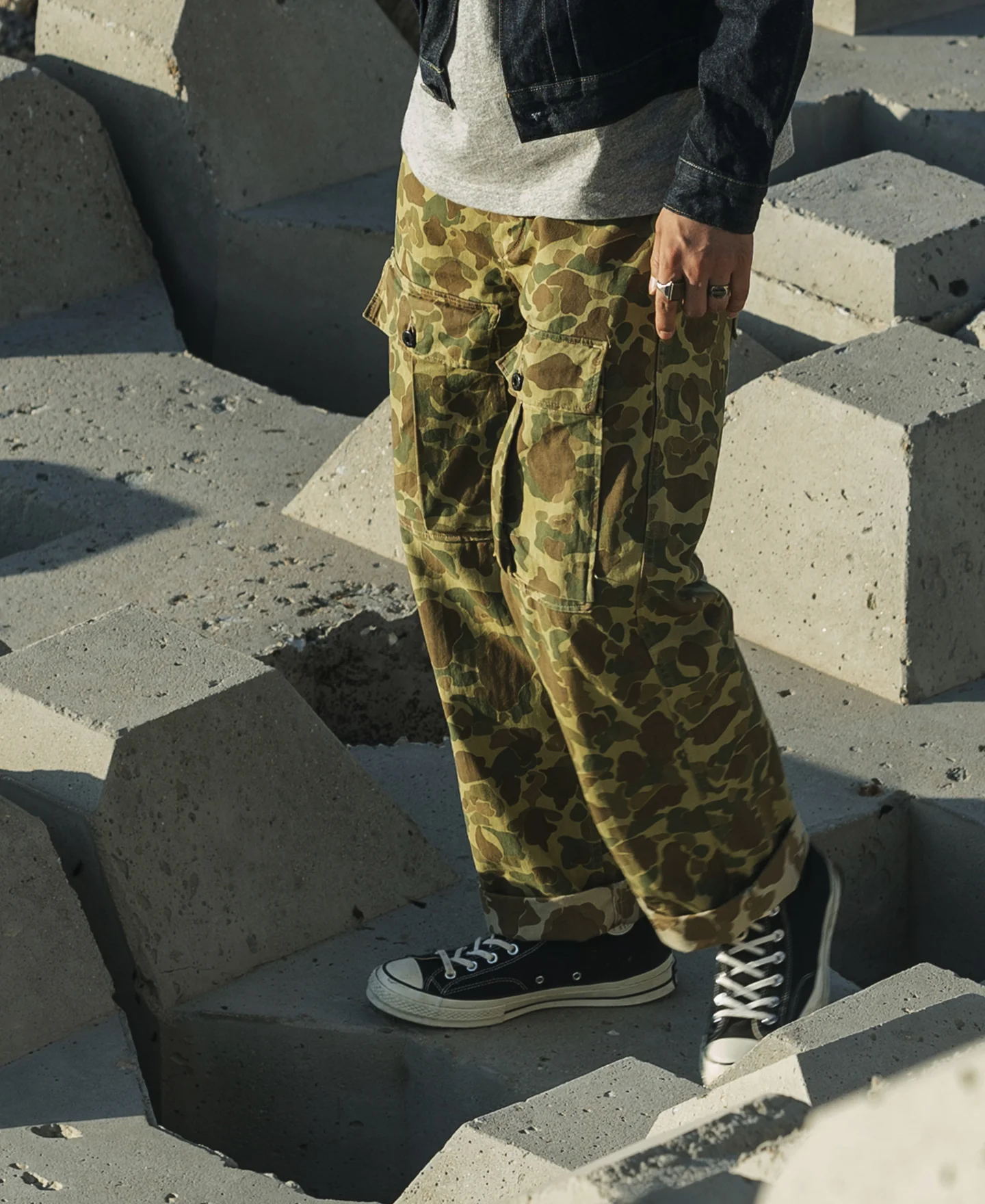 US Army M-1943 Herringbone Cotton Camouflage Pants (Modified) - Image 4