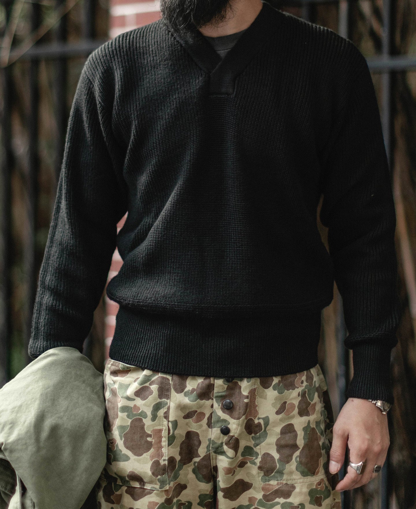 USAAF Type A-1 V-neck Mechanics Sweater - Black - Image 4
