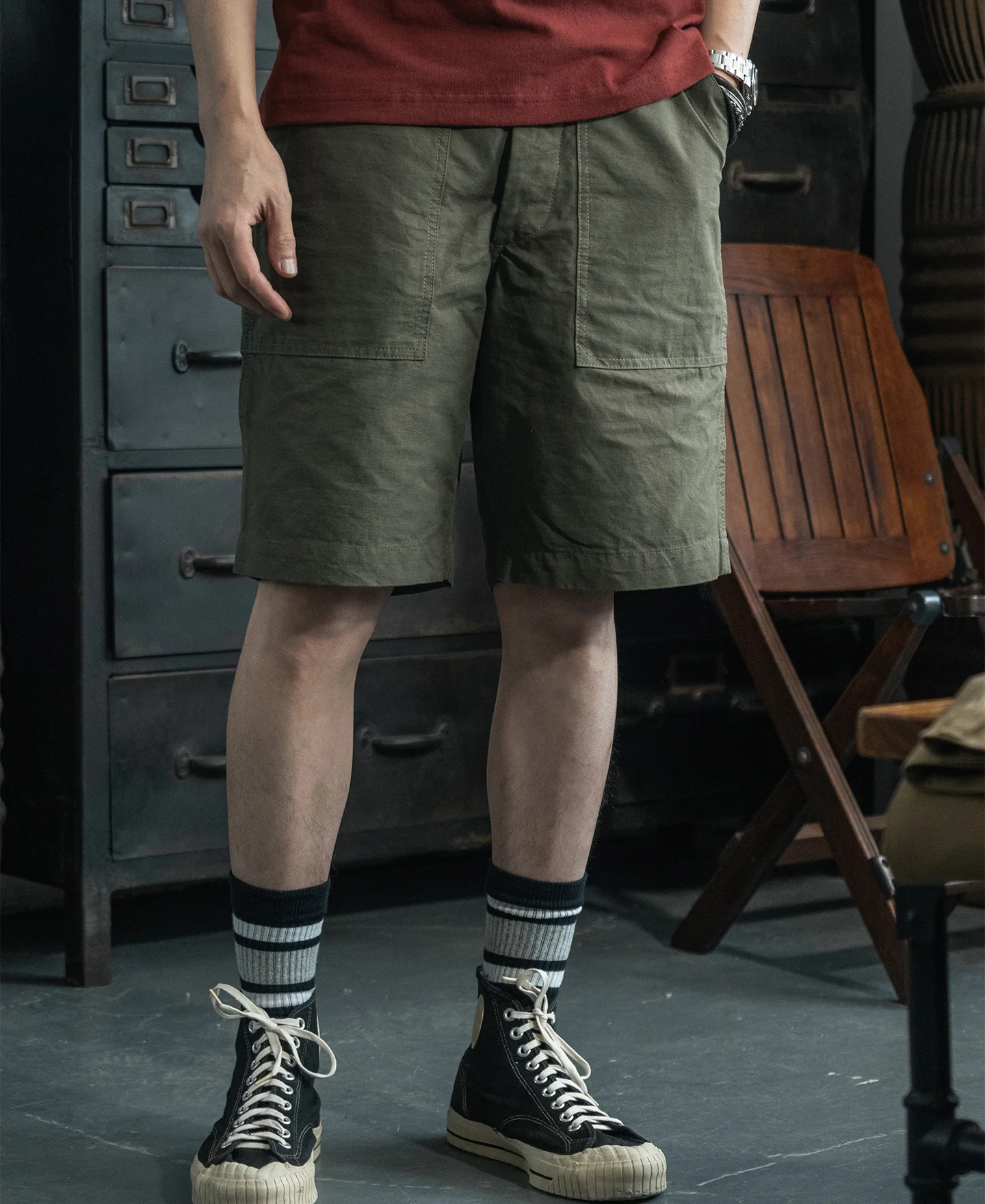 Vietnam War OG-107 Fatigue Utility Shorts - Olive - Image 3
