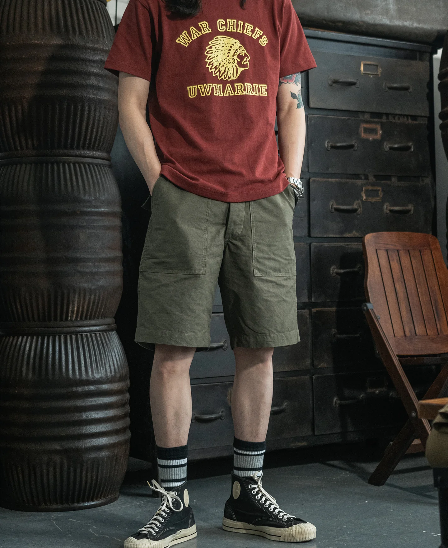Vietnam War OG-107 Fatigue Utility Shorts - Olive - Image 5