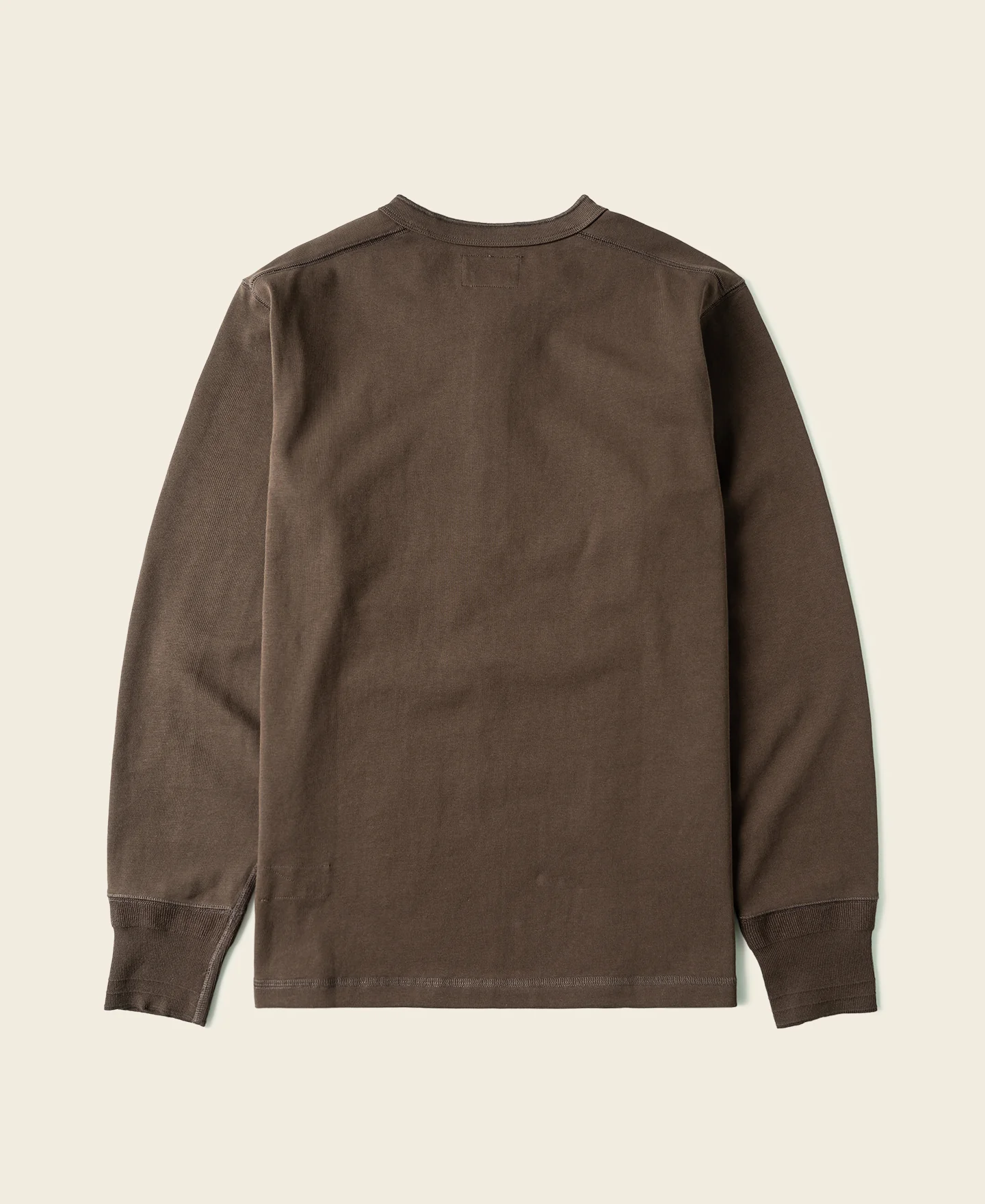 Vintage Long Sleeve Henley Shirt - Coffee - Image 2