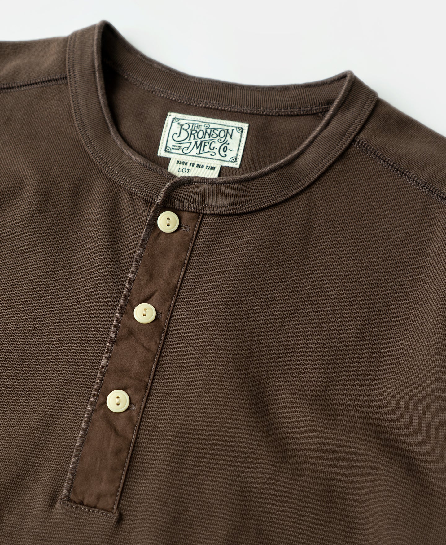 Vintage Long Sleeve Henley Shirt - Coffee - Image 3