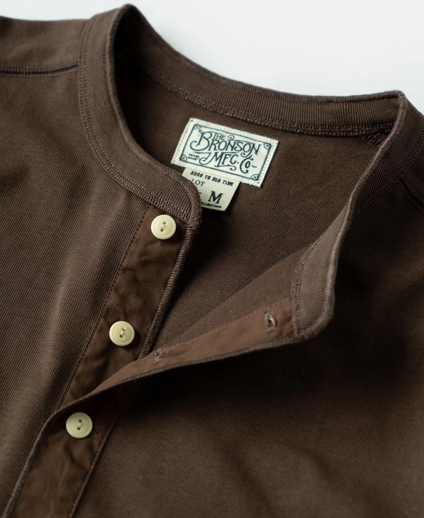 Vintage Long Sleeve Henley Shirt - Coffee - Image 4