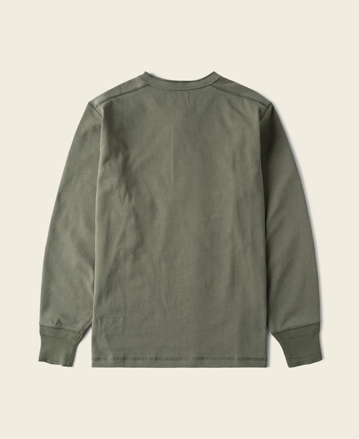 Vintage Long Sleeve Henley Shirt - Light Olive - Image 2