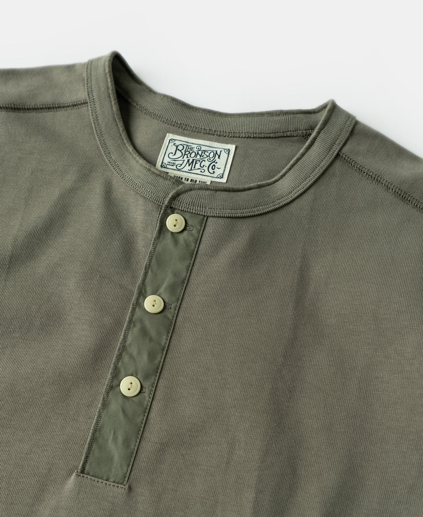 Vintage Long Sleeve Henley Shirt - Light Olive - Image 3