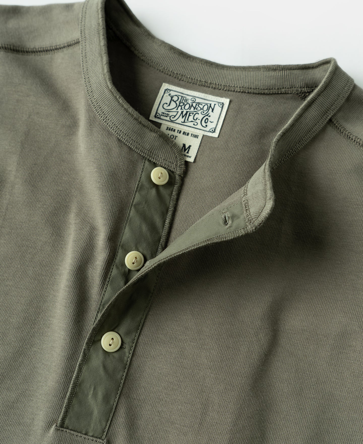Vintage Long Sleeve Henley Shirt - Light Olive - Image 4