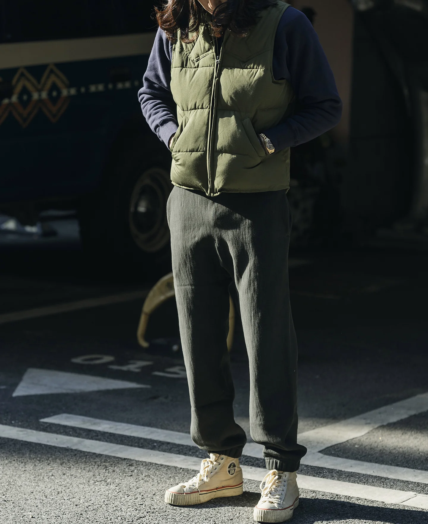 1970s Vintage Quilted Padded Vest - Olive - Image 5