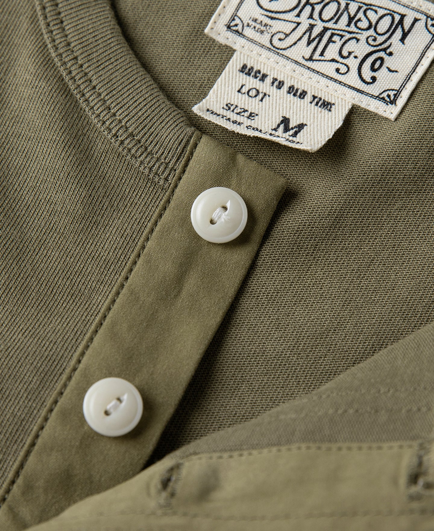 Vintage Short Sleeve Henley T-Shirt - Olive - Image 6