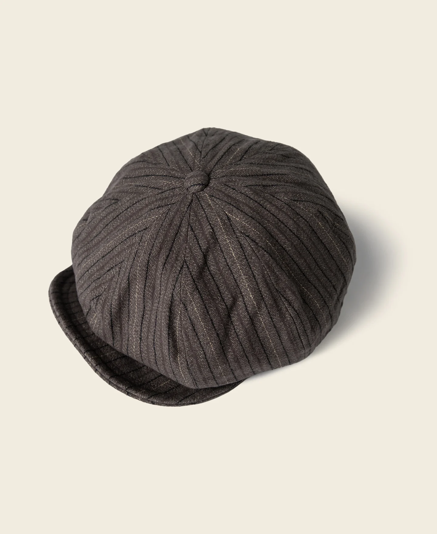 Yarn-Dyed Stripe Newsboy Cap  - Brown - Image 2